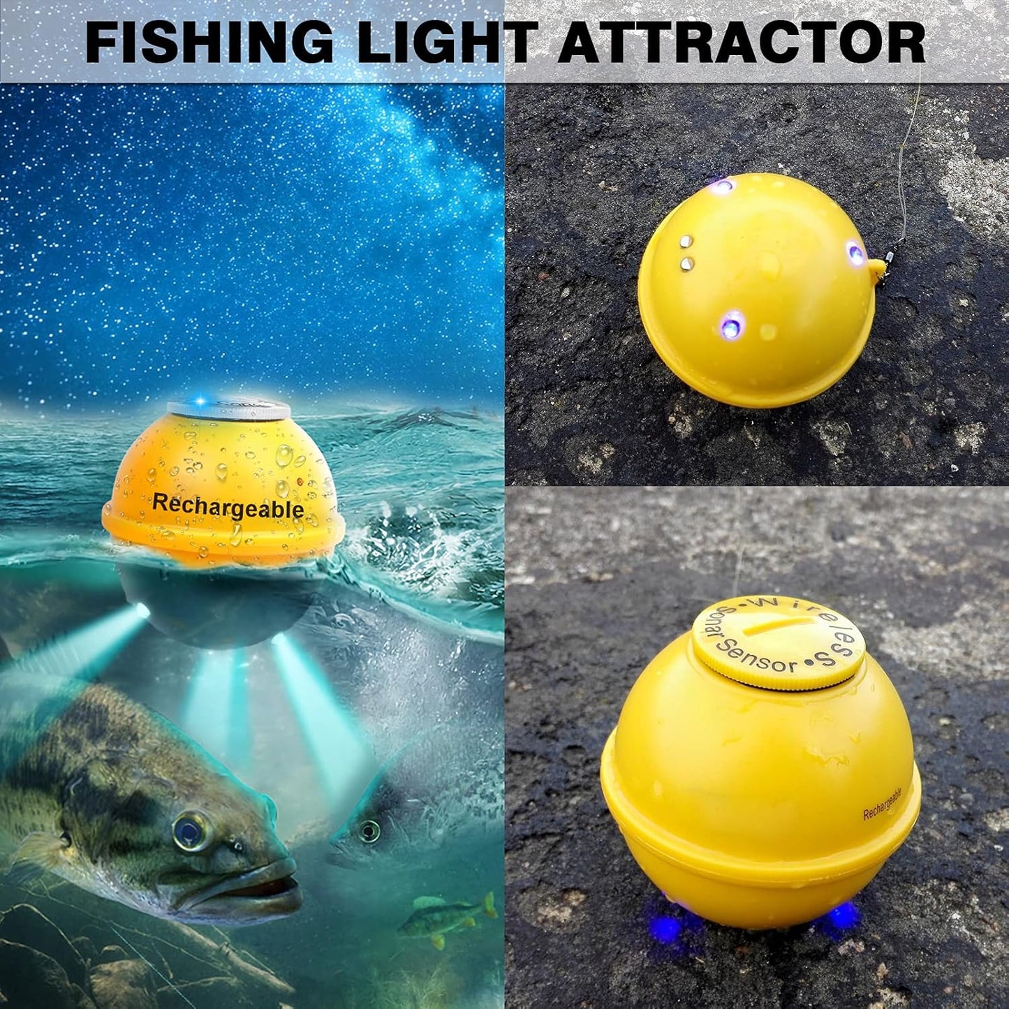 Portable Sonar Fish Finder with LCD Screen - Wireless Depth Finder for Kayak