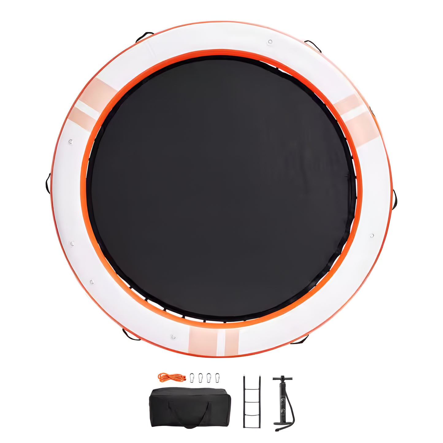 Inflatable Floating Dock Ø8Ft. Inflatable Dock Platform with Ø5Ft. Trampoline Mesh Pool Non-Slip Floating Platform Mat