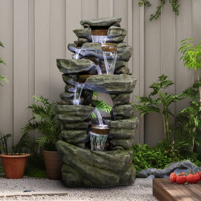 Resin Rock Waterfall Fountain Large 60 Inch 7 Tier