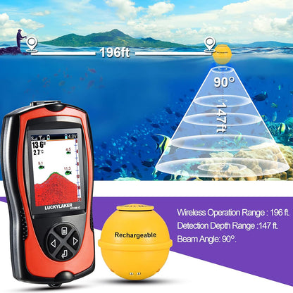 Portable Sonar Fish Finder with LCD Screen - Wireless Depth Finder for Kayak