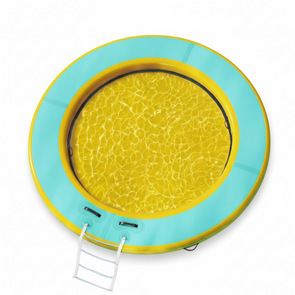 8 Ft. round Inflatable Floating Dock Platform Water Hammock Pool Float with Ladder and Carrying Bag