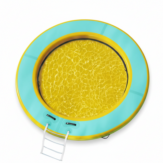 8 Ft. round Inflatable Floating Dock Platform Water Hammock Pool Float with Ladder and Carrying Bag